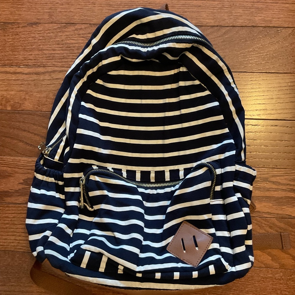 Madden Girl Navy and White Striped Backpack
